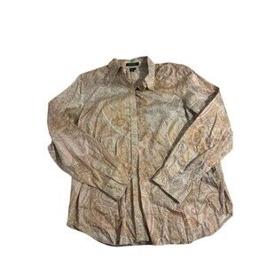VTG Ralph Lauren Blouse Women Size XL Button Down Paisley Cotton Artsy Preppy